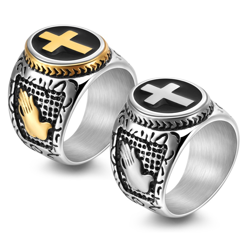 Men'S Accessories Hand Bands - Betende Hände Kreuz Jesus Amulett Herrenringe