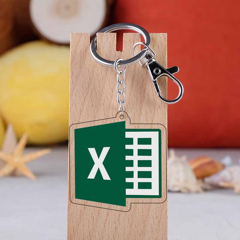 Men'S Accessories Office - Niedlicher Acryl-Software-Symbol-Schlüsselanhänger AI Excel JAVA Abzeichen