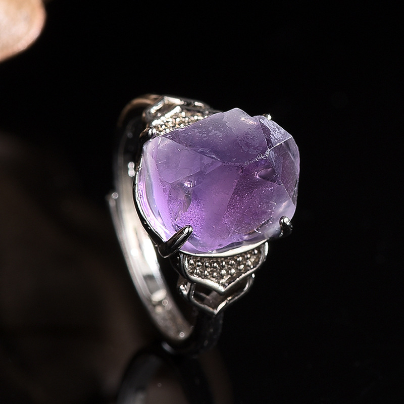 Men'S Accessories Hand Bands - Natürliche Amethyst Hand-geschnitzt Roherz Ring Mode