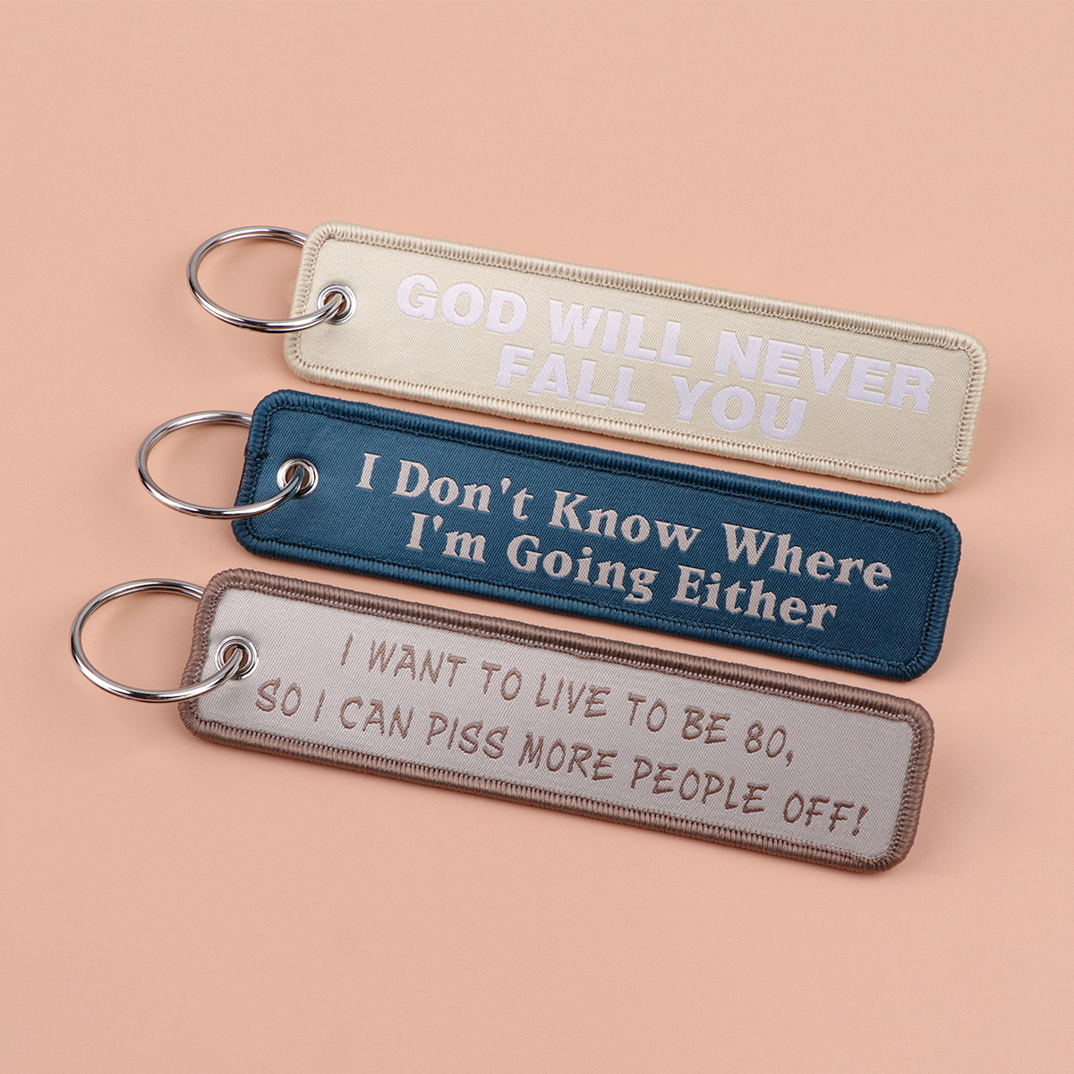 Men'S Accessories Quotes - Vintage-Schlüsselanhänger mit Zitat-Stickerei, lustiger Schlüsselanhänger mit