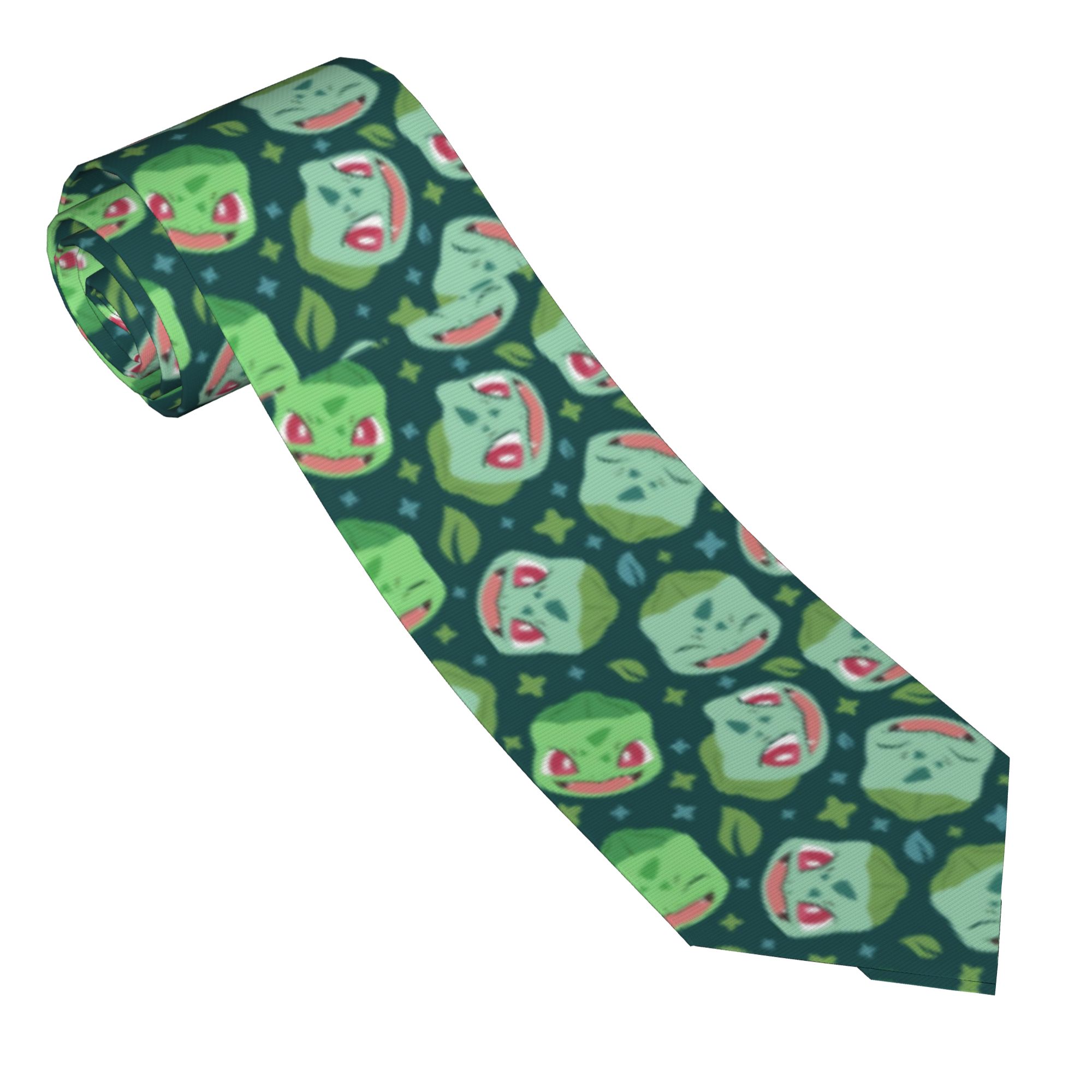 Men'S Accessories Office - Grüne Krawatte mit Bulbasaur-Motiv für Männer,