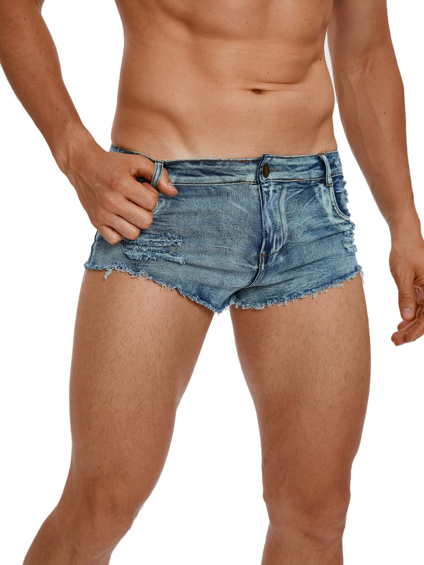 Men'S Accessories Clothing - Herren-Jeansshorts mit Niedriger Taille, Modische Taschen,